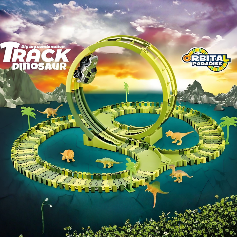 Pista Carreras de Auto Juguete Flexible Dinosaurio 120 Piezas