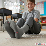 Pack 6 Calcetínes Escolares Corto Acrilico Gris Niño Juvenil