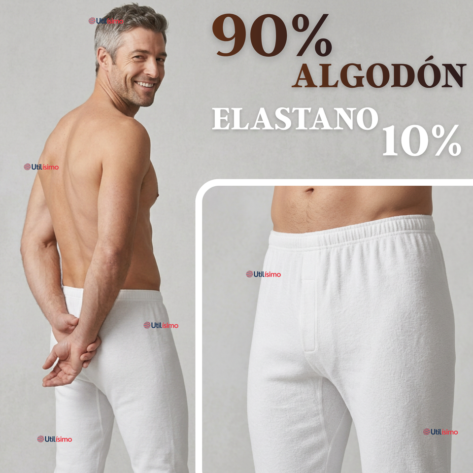 Pack 3 Calzoncillos Largos Algodón Calza Hombre Invierno Primera Capa