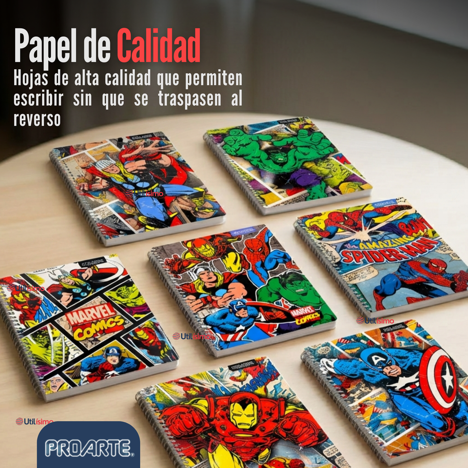 Pack 5 Cuadernos Universitarios Marvel Comics 100 Hojas Proarte Diseño Surtido