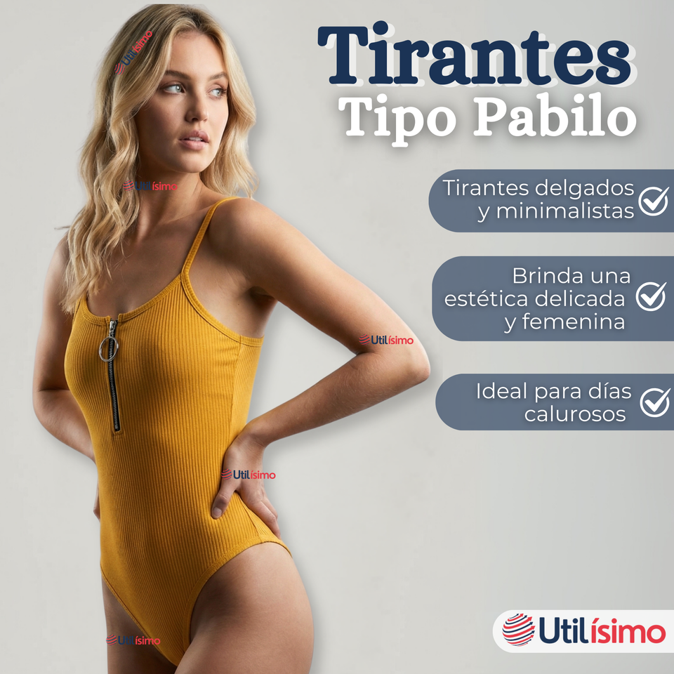 Body Con Cierre Delantero Sin Mangas Ligero Sutil Colores Surtidos Mujer