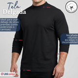Camiseta Polera Algodón Primera Capa Cuello Beatle Manga Larga Colores Surtidos Hombre