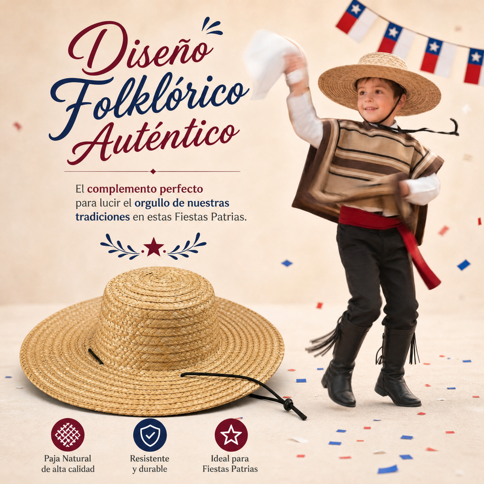 Sombrero Chupalla Huaso Niño Fiestas Patrias
