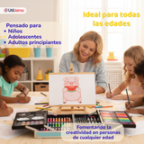 Set 145 Piezas Arte Infantil Dibujo Maletín Metálico Completo Incluye Lápices Marcadores Pinturas Pasteles Y Accesorios