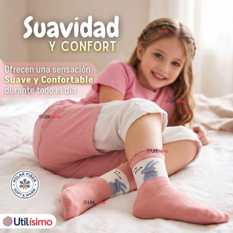 Pack 4 Pares Calcetines Niña Toalla Térmicos Suaves