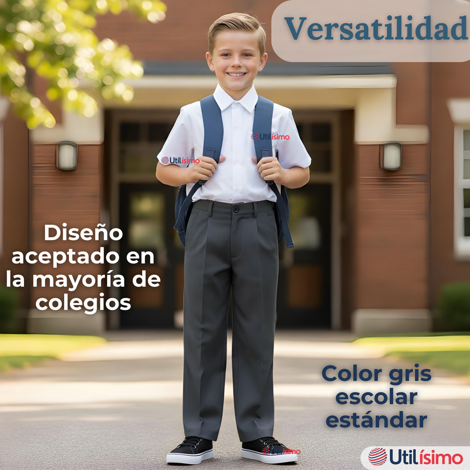 Pack 3 Pantalón Escolar Colegio Clásico Niño Gris