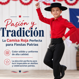 Camisa Huaso Niño Algodón Rojo Fiestas Patrias Traje Típico