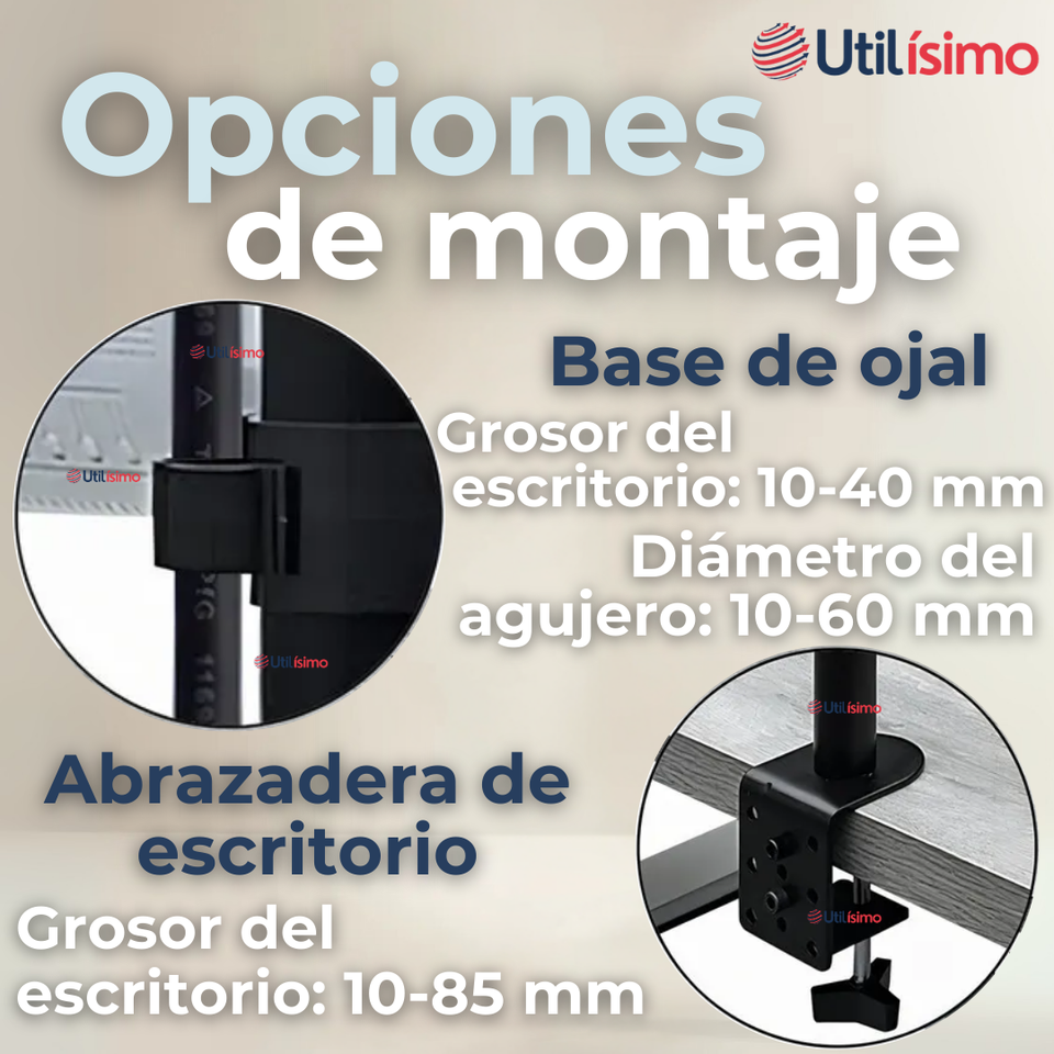 Soporte Brazo Doble Articulado Para Monitor Y Notebook Escritorio 15 a 33 Pulgadas 15 17 19 22 24 27 28 29 30 32