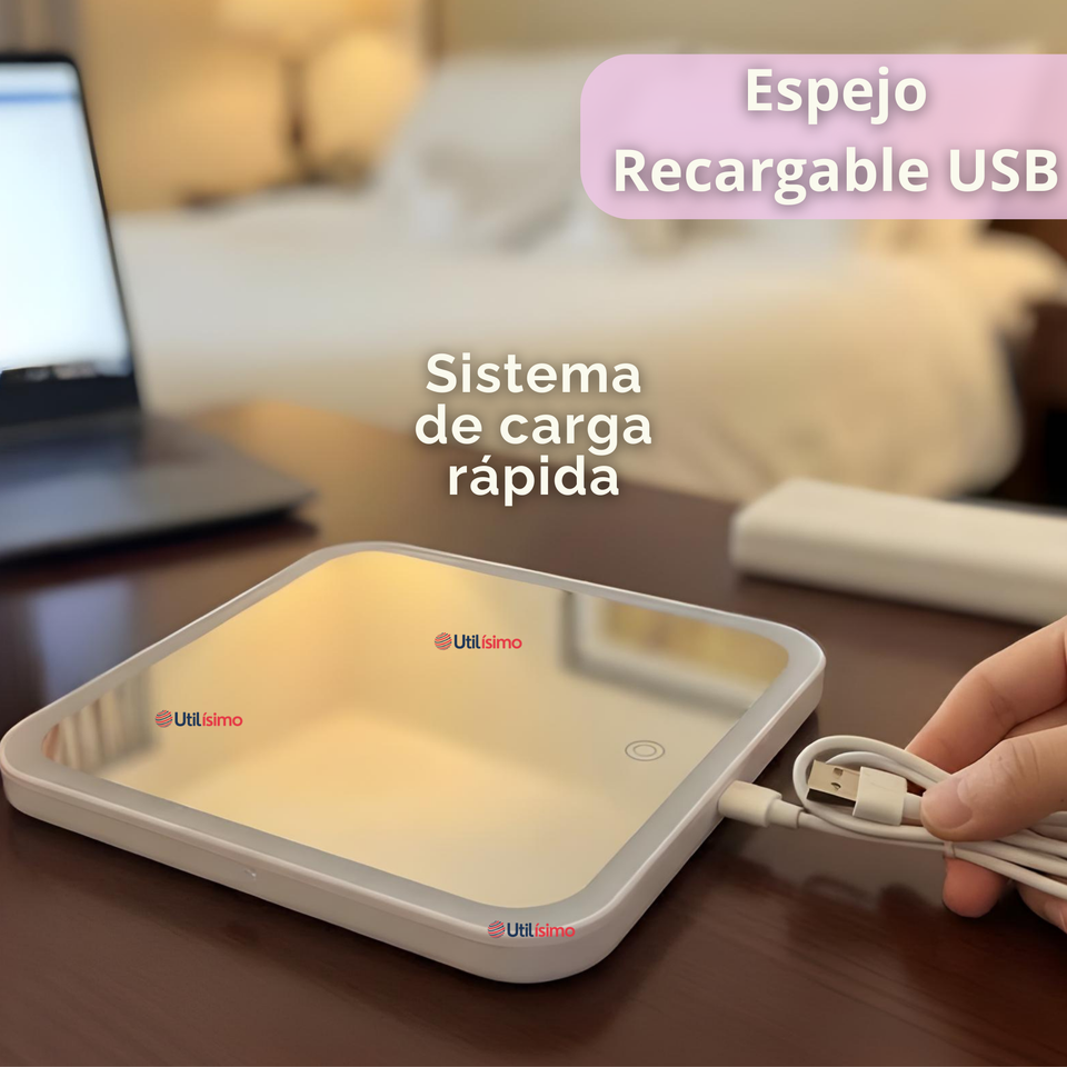 Estuche Maquillaje 2 en 1 Bolso Cosmetiquero Espejo Con Luz Led Organizador