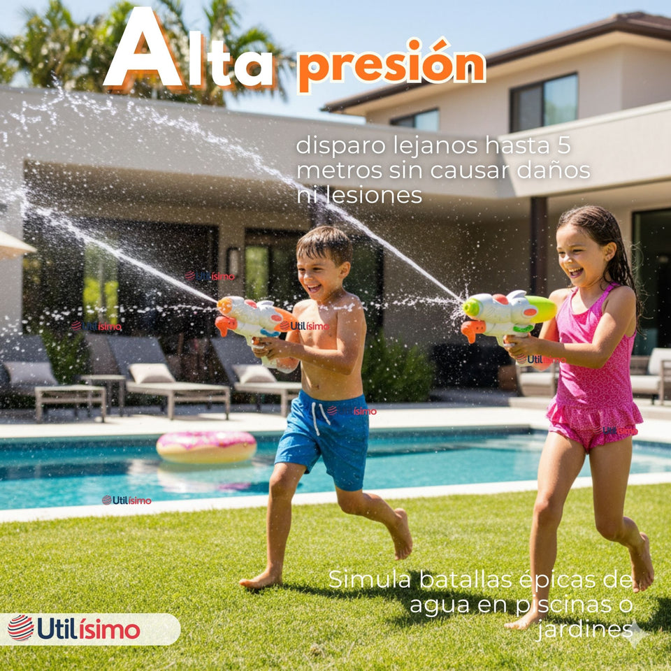 Pack 2 Pistolas Lanza Agua Juegos Para Niños Juguete 29 cm Colores Surtidos