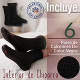 Pack 6 Pares Calcetines Chiporro Mujer Ultra Térmico Negro Invierno Polar