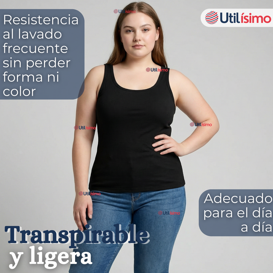 Pack 6 Camisetas Poleras 100% Algodón Básicas Lisa Con Espalda Cruzada Mujer Colores Surtidos Peto