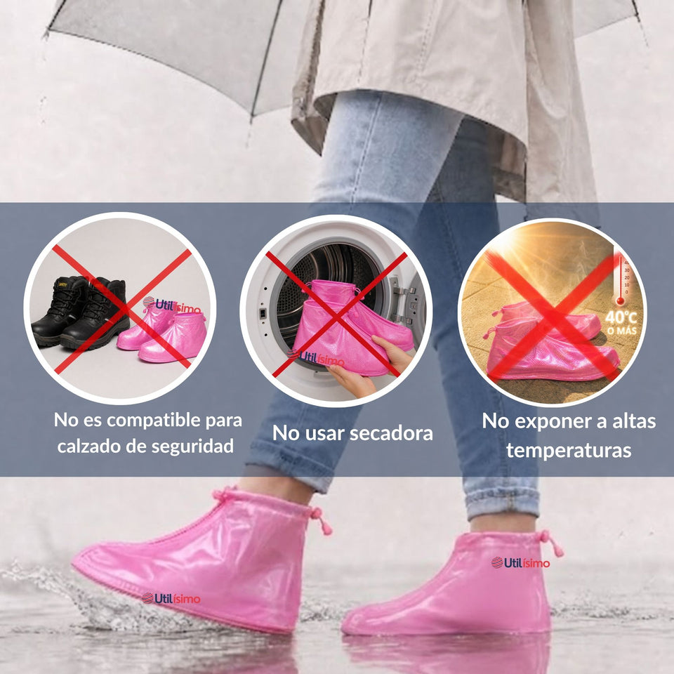 Fundas Cubre Calzado Impermeables Aislante Lluvia Rosado 1 Par