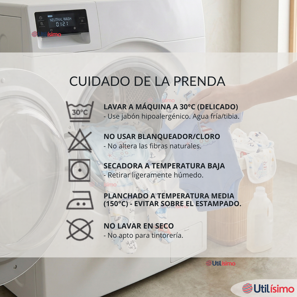 Set Ajuar Bebé 8 Piezas Surtido NIÑO 100% Algodón