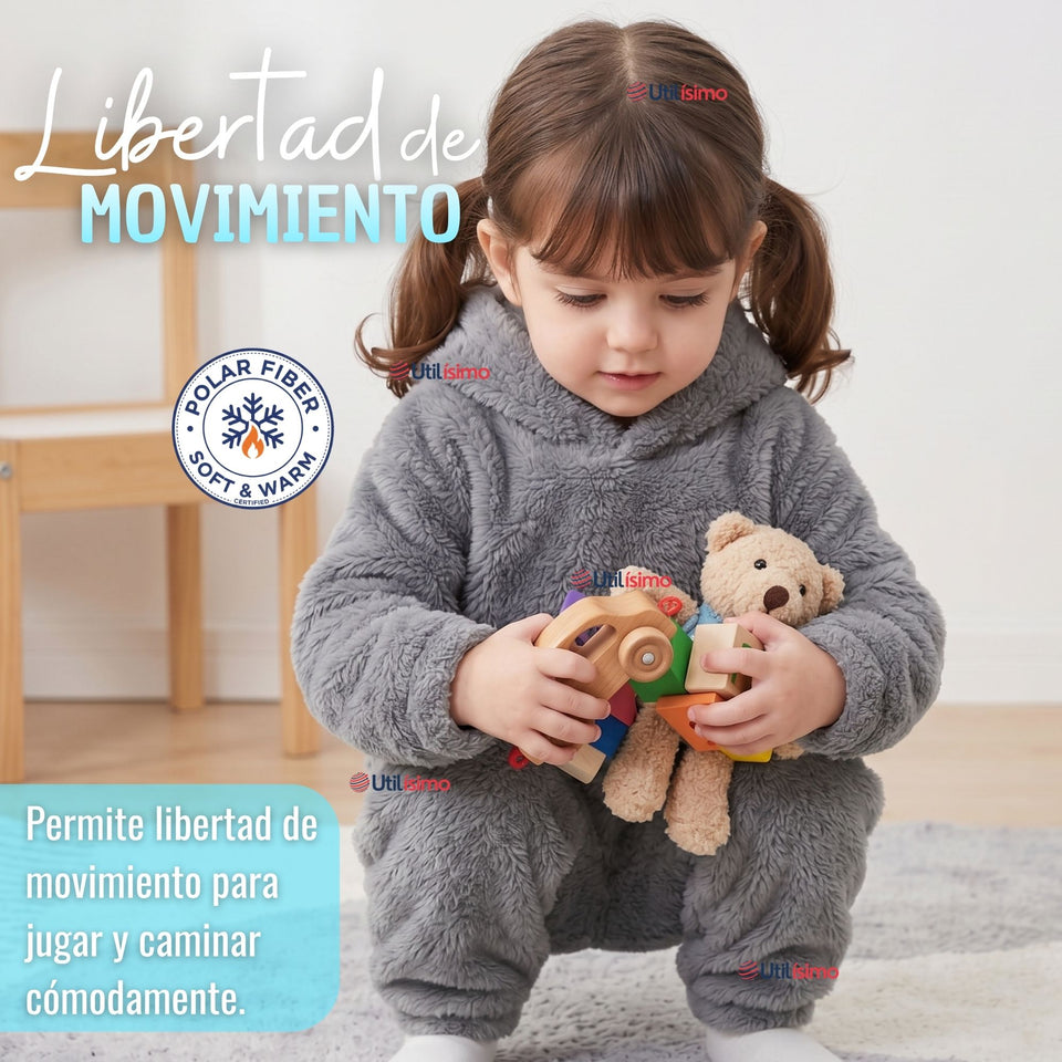 Buzo Polerón Conjunto Polar Niño Niña Con Capucha Gris