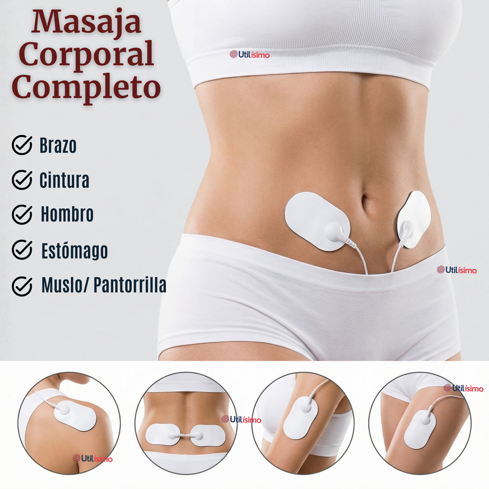 Masajeador Electro Estimulador Cervical Cuello Recargable 2 Electrodos