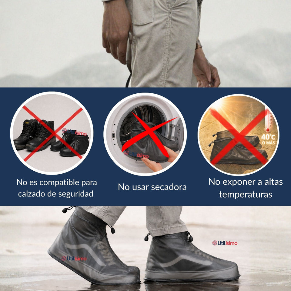 Fundas Cubre Calzado Impermeables Aislante Lluvia Negro Hombre 1 Par