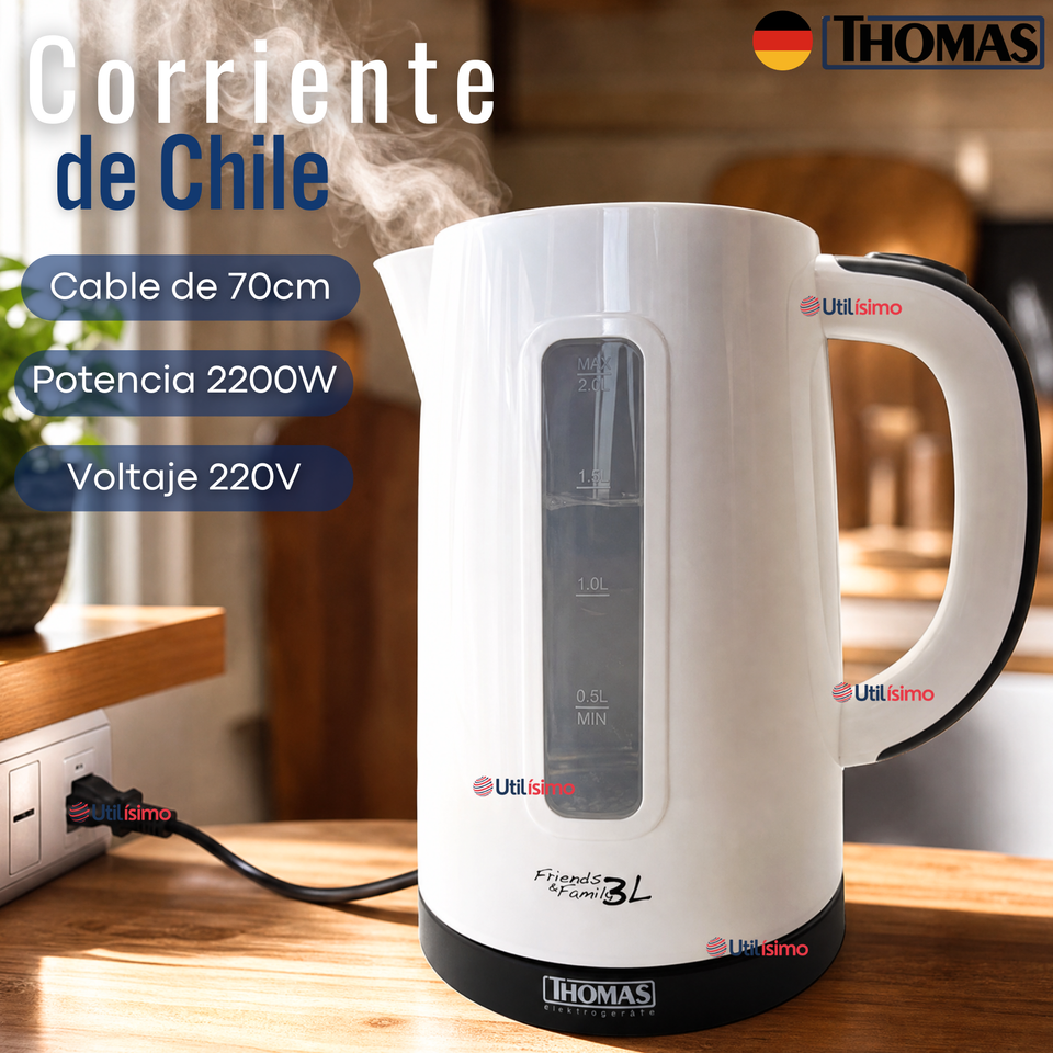 Hervidor Eléctrico Thomas 3lt Alta Potencia Tecnologia Alemana Blanco