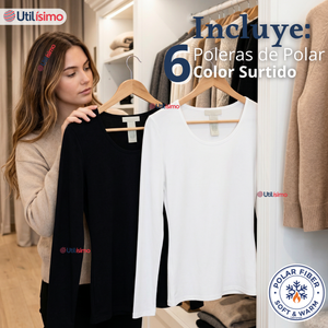 Pack 6 Camisetas Poleras Polar Primera Capa Manga Larga Colores Surtidos Mujer