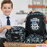 Mochila Escolar Kit Con Estuche y Lonchera 43cm Tela Oxford Baby Shark Niño