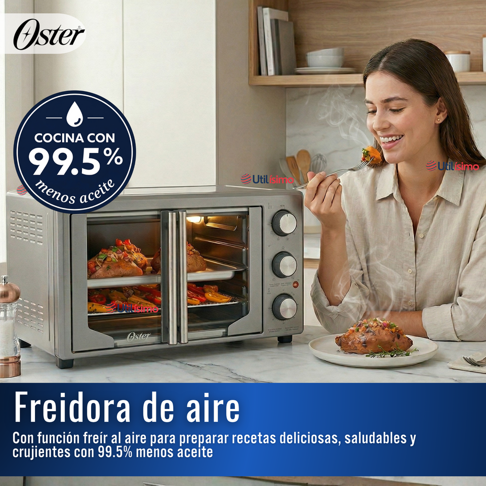 Horno con freidora de aire Oster® de 42 litros, puertas francesas, TSSTTV42FDMAFNS 1700W