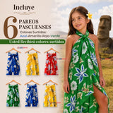 Pack 6 Pareos Pascuense Niña Hawaiano Surtidos Danza Fiestas Patrias