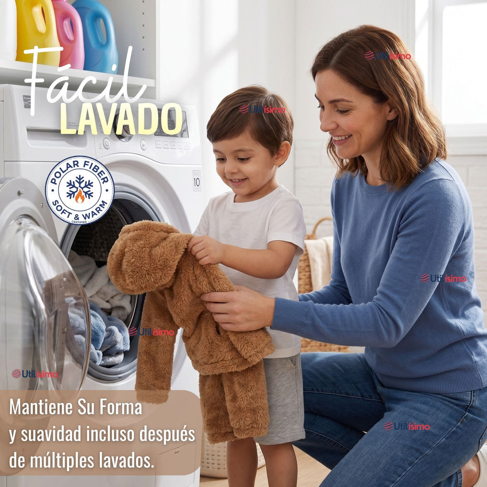 Buzo Polerón Conjunto Polar Niño Con Capucha Unicolor Café
