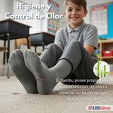 Pack 6 Calcetínes Escolares Corto Bambú Gris Niño Juvenil