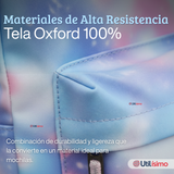 Mochila Bolso Escolar + Estuche + Lonchera 43Cm Niña Tela Oxford Lilac Galaxy