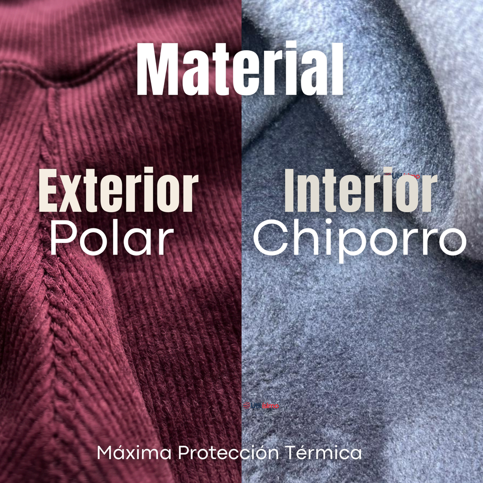 Pantalón Cotelé Palazzo Polar Con Chiporro Elasticado Térmico Burdeo