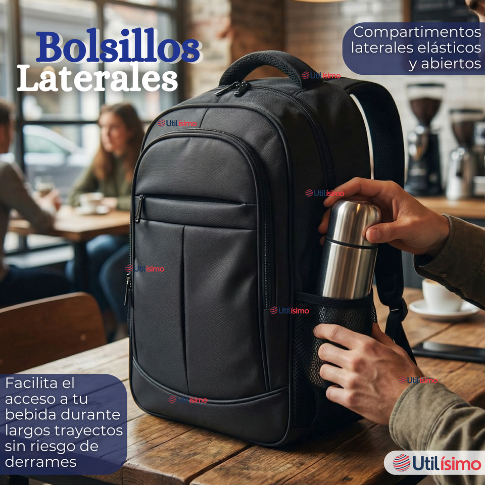 Mochila Multifuncional Ejecutiva Escolar Viaje Cabina Impermeable Resistente Notebook 46cm Negro 23L