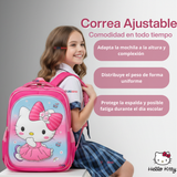 Mochila Escolar Hello Kitty Con Ruedas Desmontables + Estuche + Lonchera Niña Poliéster Pink