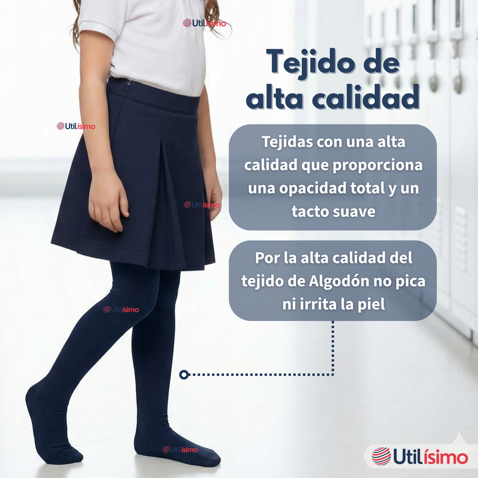 Panty Ballerinas Escolares Niña Algodón Azul