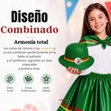 Pack 3 Trajes Nortinos Niña Verde 4 Piezas Con Poleras Baile Típico Fiestas Patrias