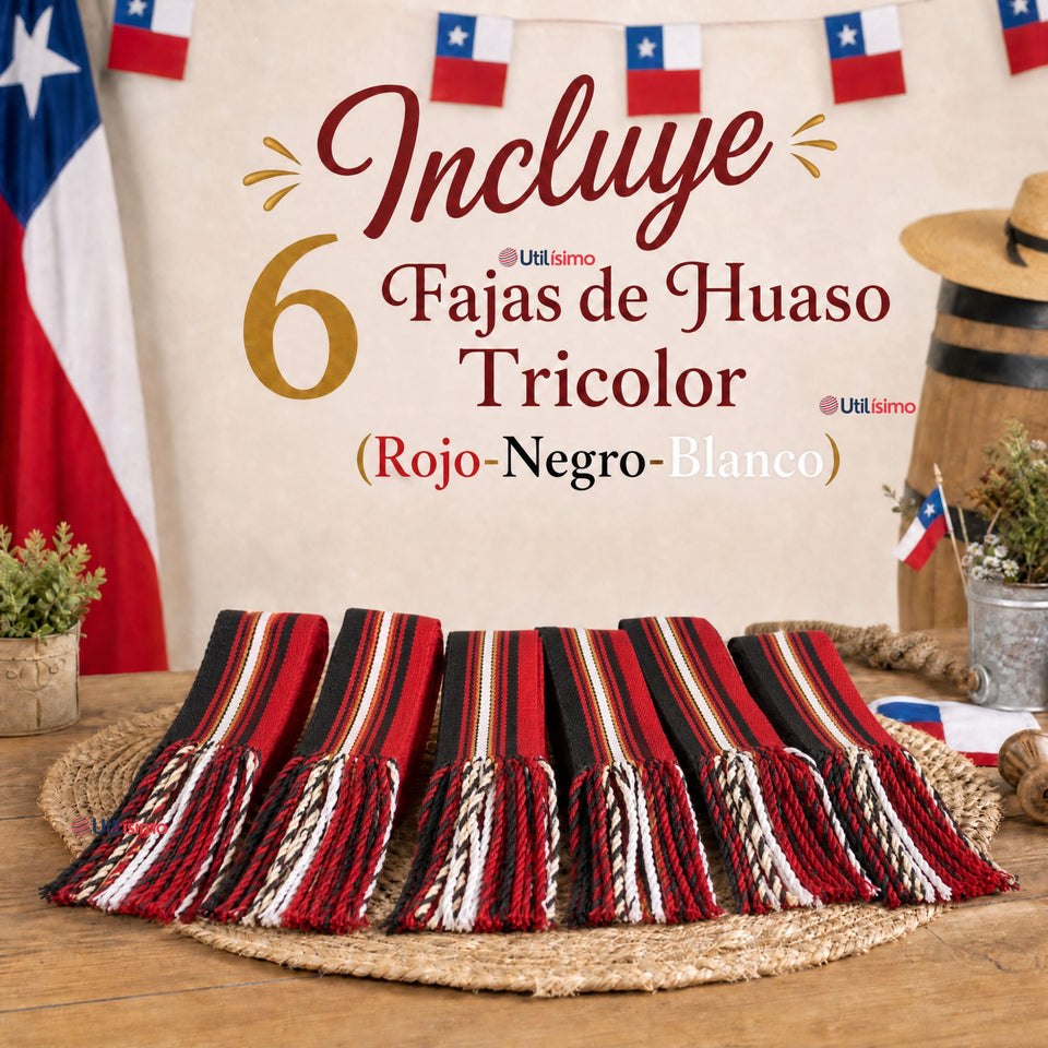 Pack 6 Fajas Huaso Juvenil Fiestas Patrias Bailes Típico Multicolor