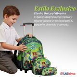 Mochila Escolar Zootopia Con Ruedas Desmontables + Estuche + Lonchera Niño Poliéster