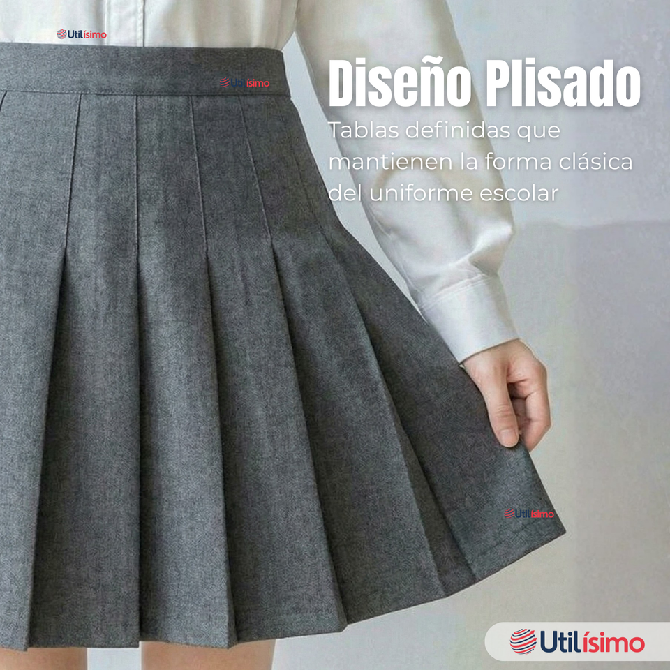 Pack 3 Falda Escolar Gris Niña Poliéster