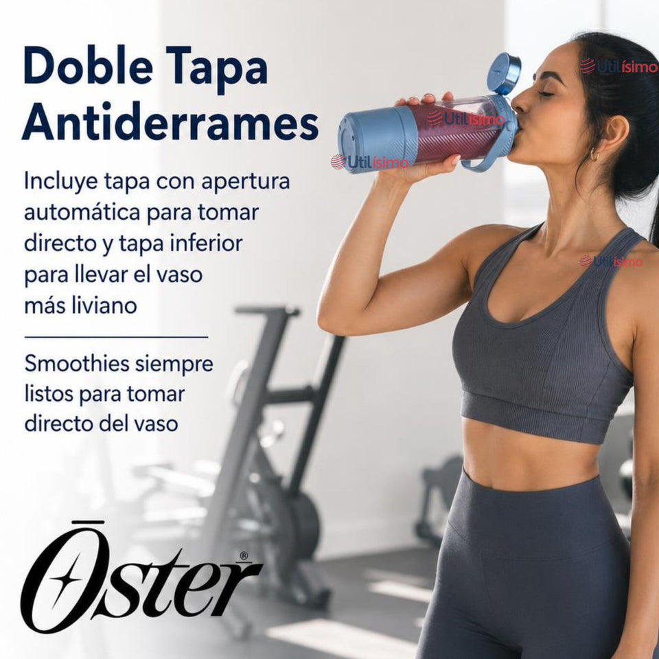 Oster Licuadora Portátil, GoMAX, 590 ml de Capacidad, para Smoothies, Azul, BLSTGFP-MH20-000