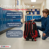 Mochila Escolar Con Ruedas Desmontables Diseño 3D + Estuche + Lonchera Niño Poliéster Motorcycle