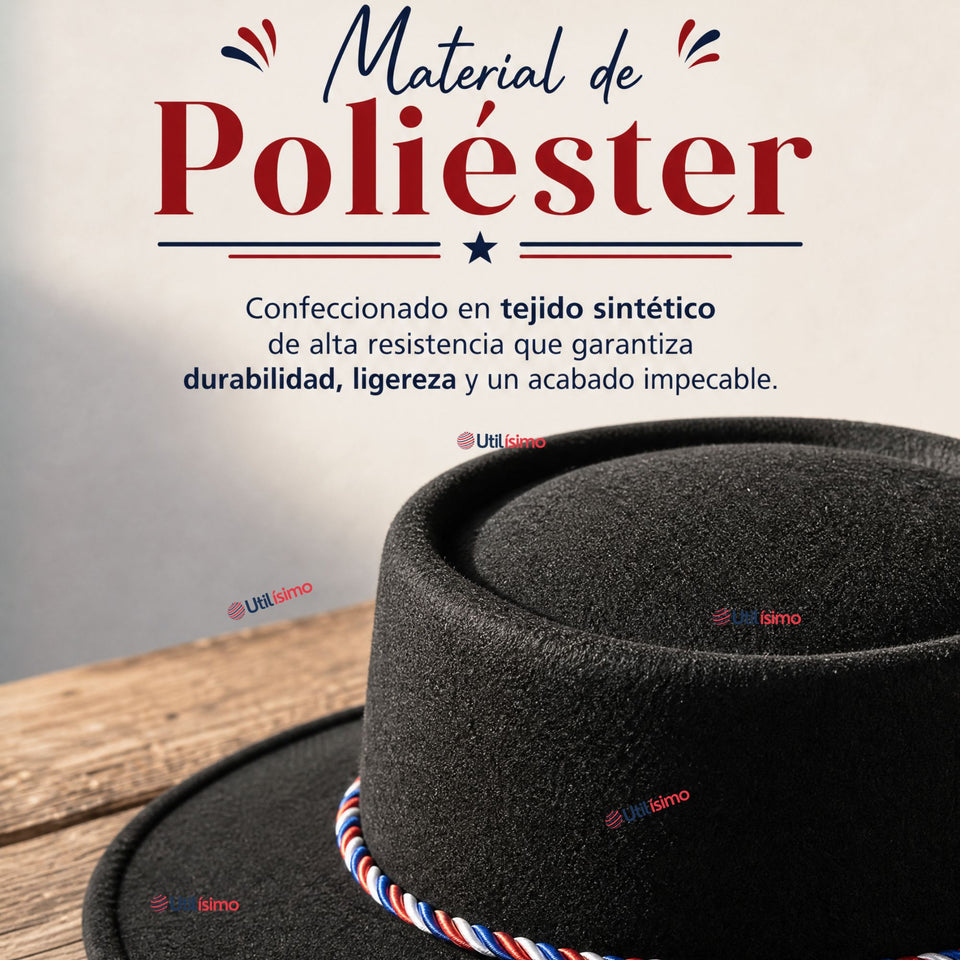 Sombrero Huaso Negro Tradicional Bandera Chile Fiestas Patrias