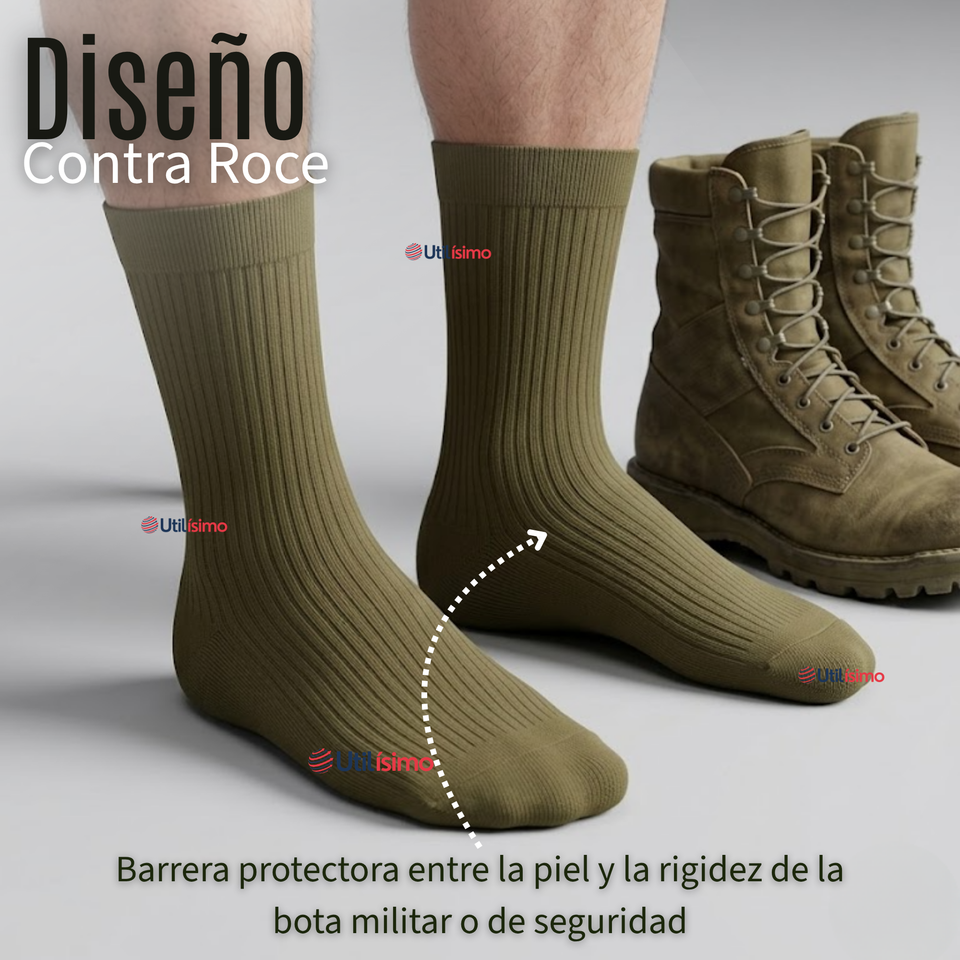 Pack 3 Pares Calcetines Táctico Militar Verde 65% Algodón Transpirables