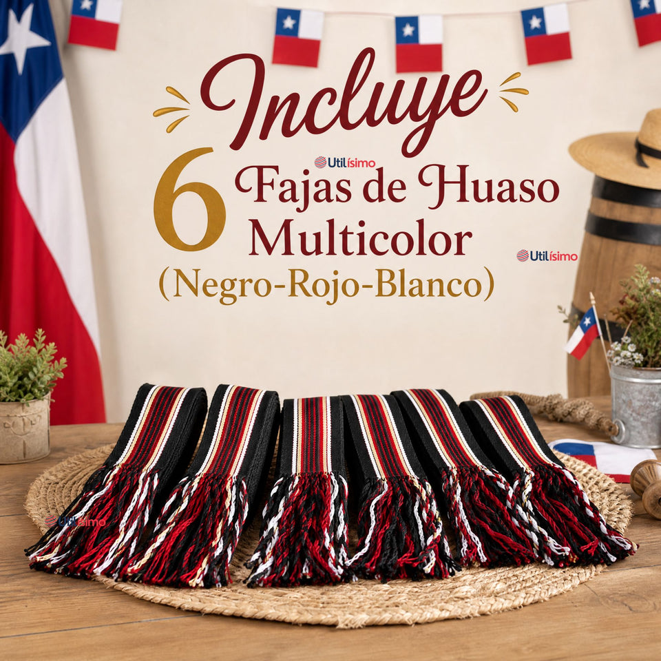 Pack 6 Fajas Huaso Juvenil Fiestas Patrias Bailes Típico Multicolor