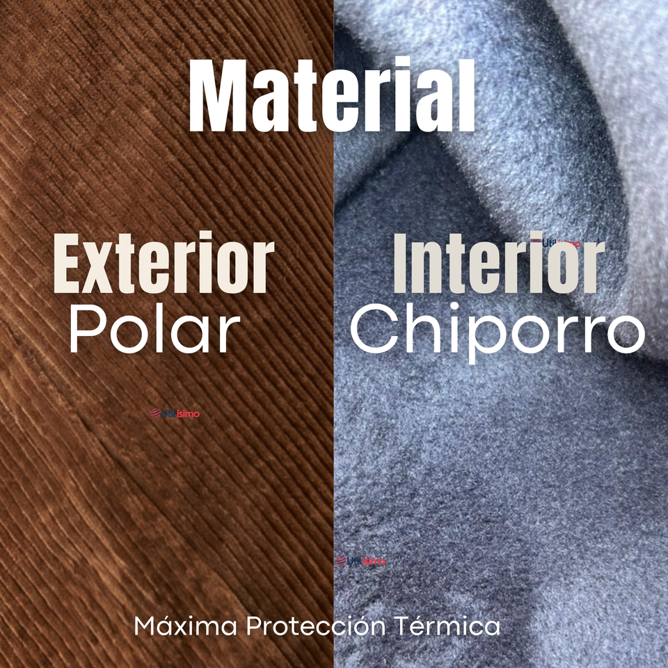 Pantalón Cotelé Palazzo Polar Con Chiporro Elasticado Térmico Café