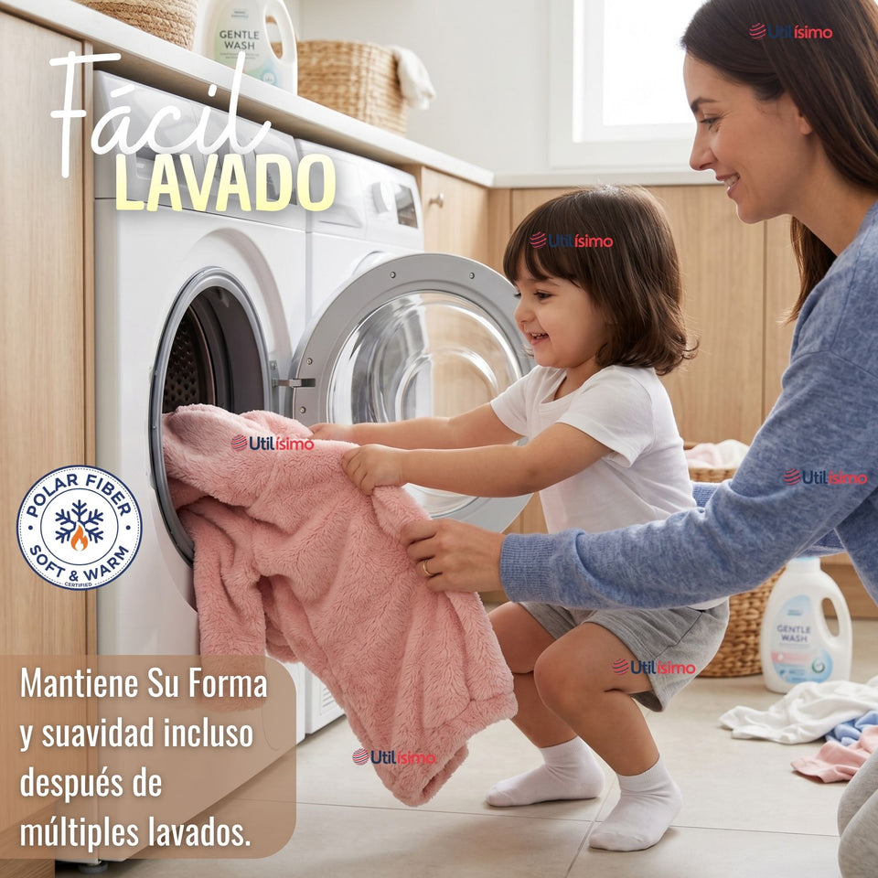 Buzo Polerón Conjunto Polar Niña Con Capucha Unicolor Rosado