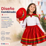 Pack 3 Trajes Nortinos Niña Rojo 4 Piezas Con Poleras Baile Típico Fiestas Patrias