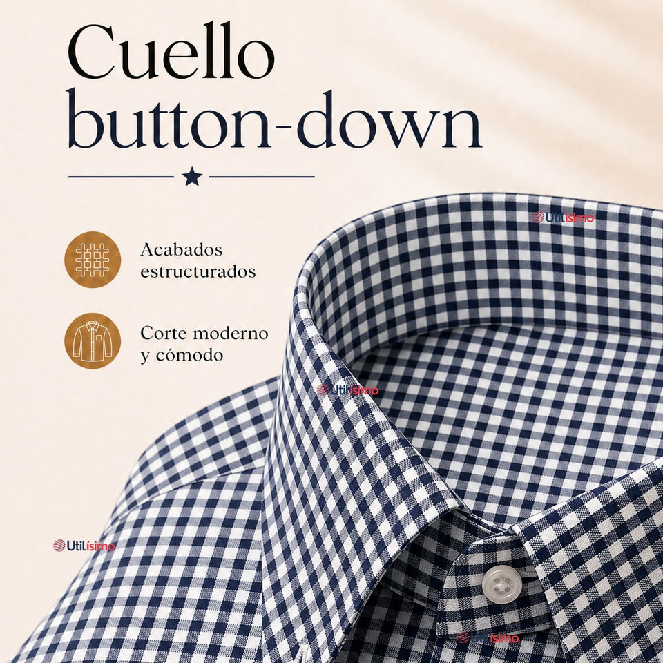 Camisa Cuadrille Niño Azul Clásica Regular Fit Manga Larga