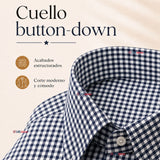Camisa Cuadrille Niño Azul Clásica Regular Fit Manga Larga