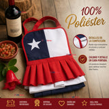Pack 3 Delantales Diseño Tricolor Con Vuelos Mujer Fiestas Patria
