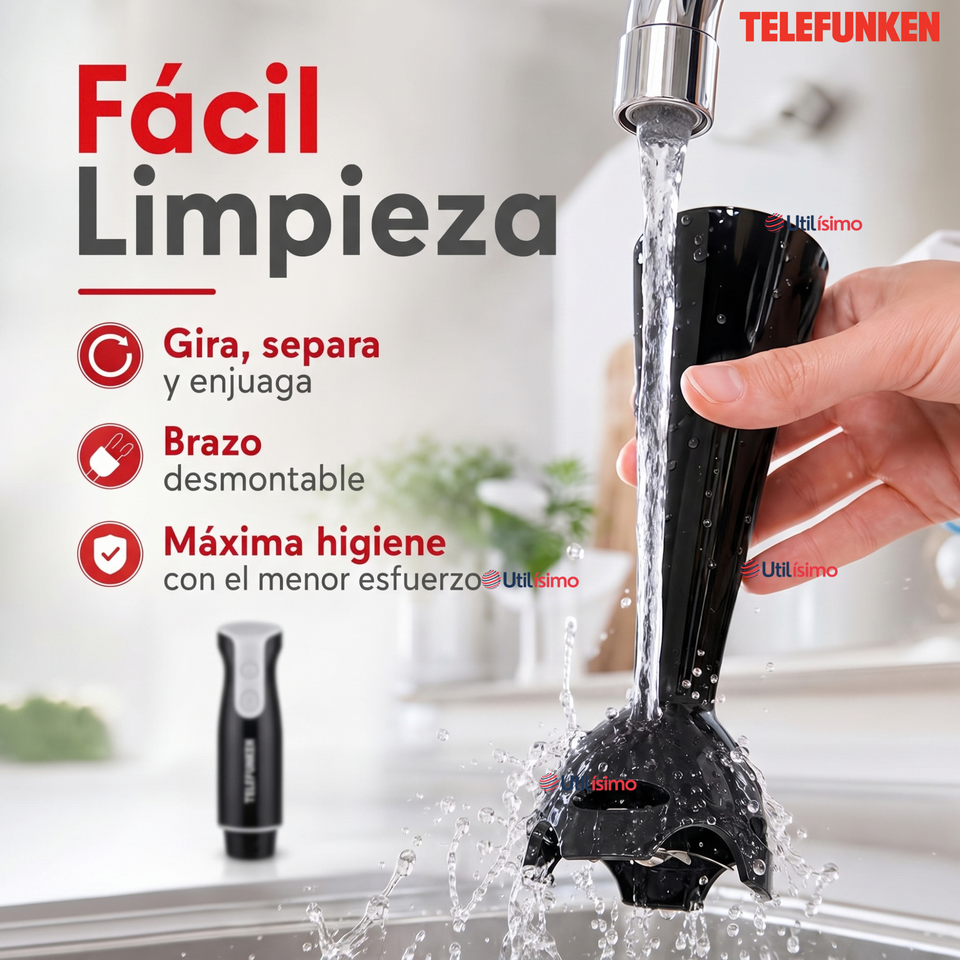 Batidora de inmersión Telefunken SmartMix 2000 negra 500W