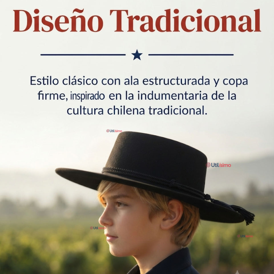 Pack 3 Sombrero Huaso Negro Tradicional Para Fiestas Patrias